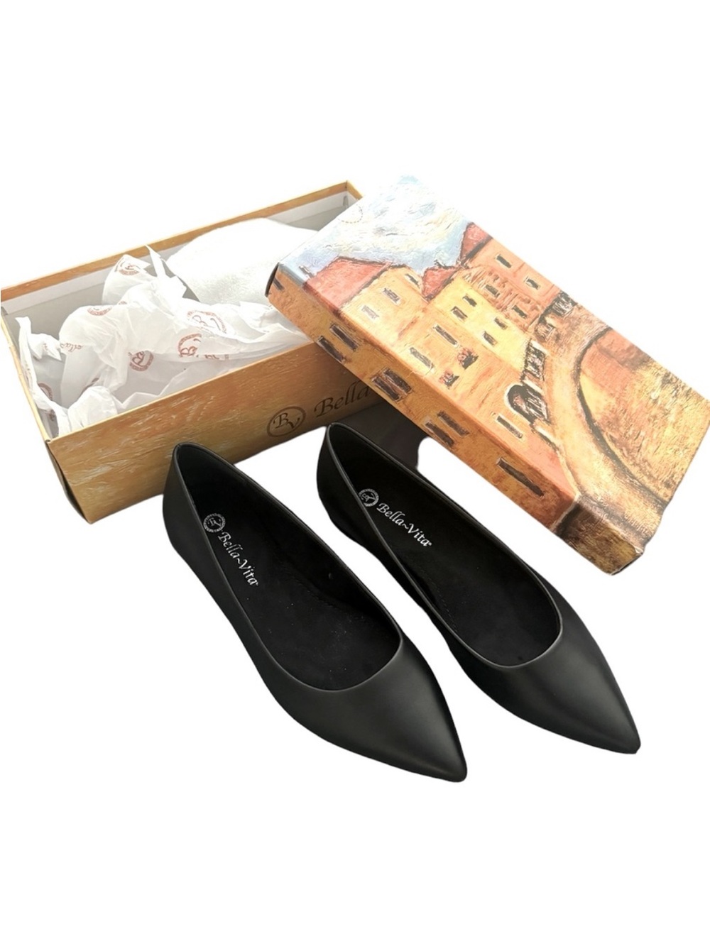 Bella Vita Leather Flats Pointed Toe